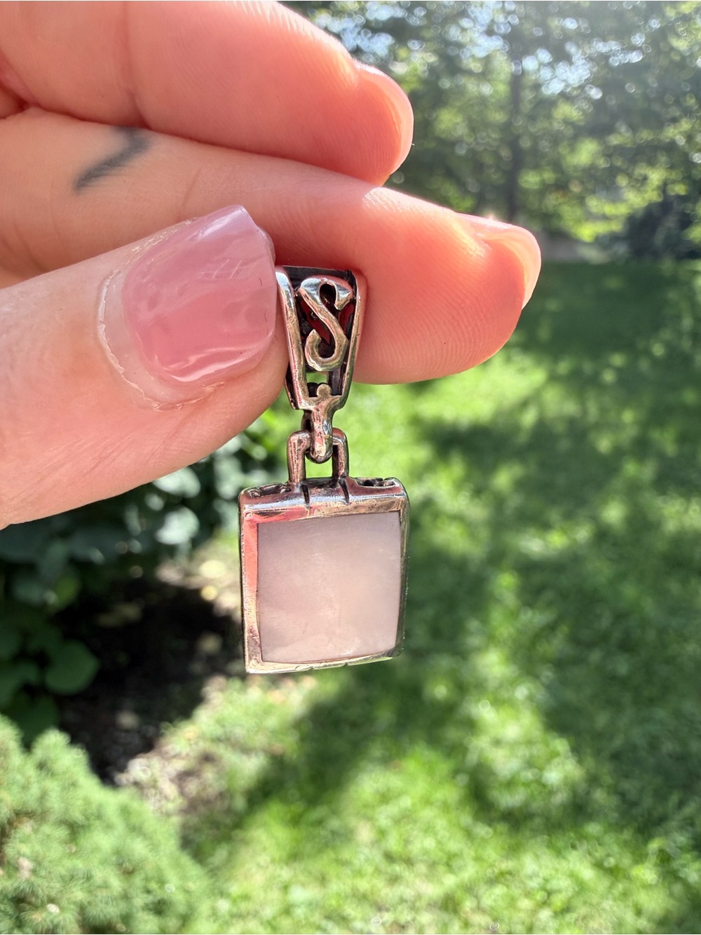 Sterling Silver Drop Pendant with Mother of Pearl